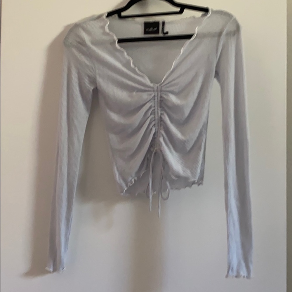 Light blue long sleeve crop top